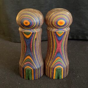Rainbow Pakkawood wooden Salt and Pepper shakers